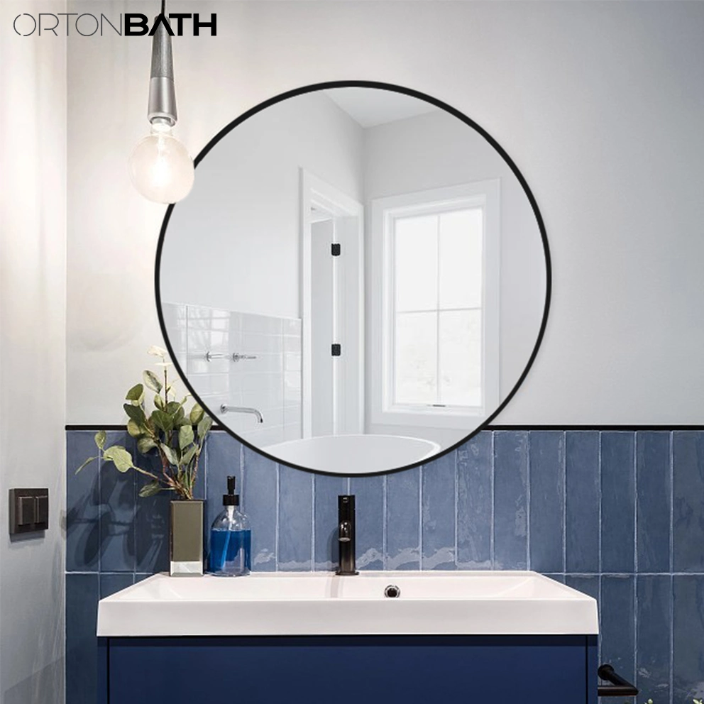 Ortonbath Black Round Mirror, Wall Mounted Circle Mirror with Metal Frame, Suitable for Bathroom, Vanity, Entryway, Living Room