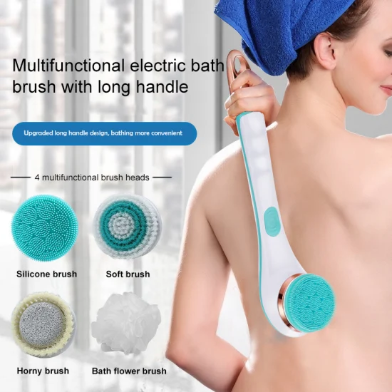 Handheld Massage Body Foot Brush Back Clean Long Handle 5 in 1 Electric Bath Shower Brush