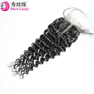 China Hair Supplier Cheap Hair Accessories 4*1 T Part Peruvian Hair Deep Wave Water Wave Loose Wave Lace Closure in Stock