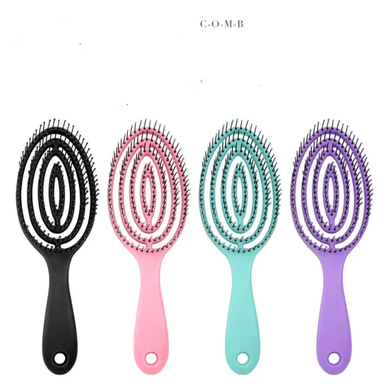 Natural Detangler Custom Logo Curly Curved Vented Detangling Hair Brush