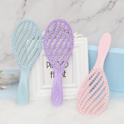 Professional Hair Dryer Vent Brush Detangling Hot Selling for Curly Nylon Bristle Extension Hair Brush for Wet and Dry